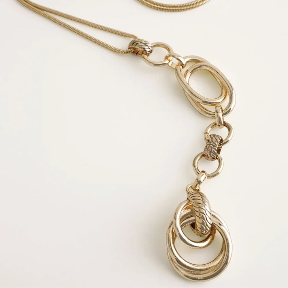 Chico's Goldtone Chainlink Y Necklace NEW - Picture 2 of 5